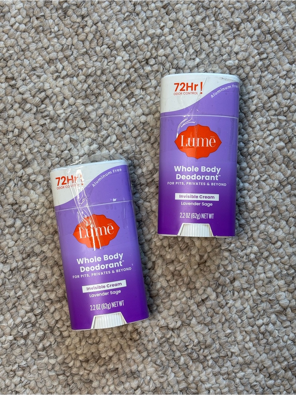 Lume Whole Body Deodorant Lavender Sage 2-Pc Stick Bundle Aluminum Free